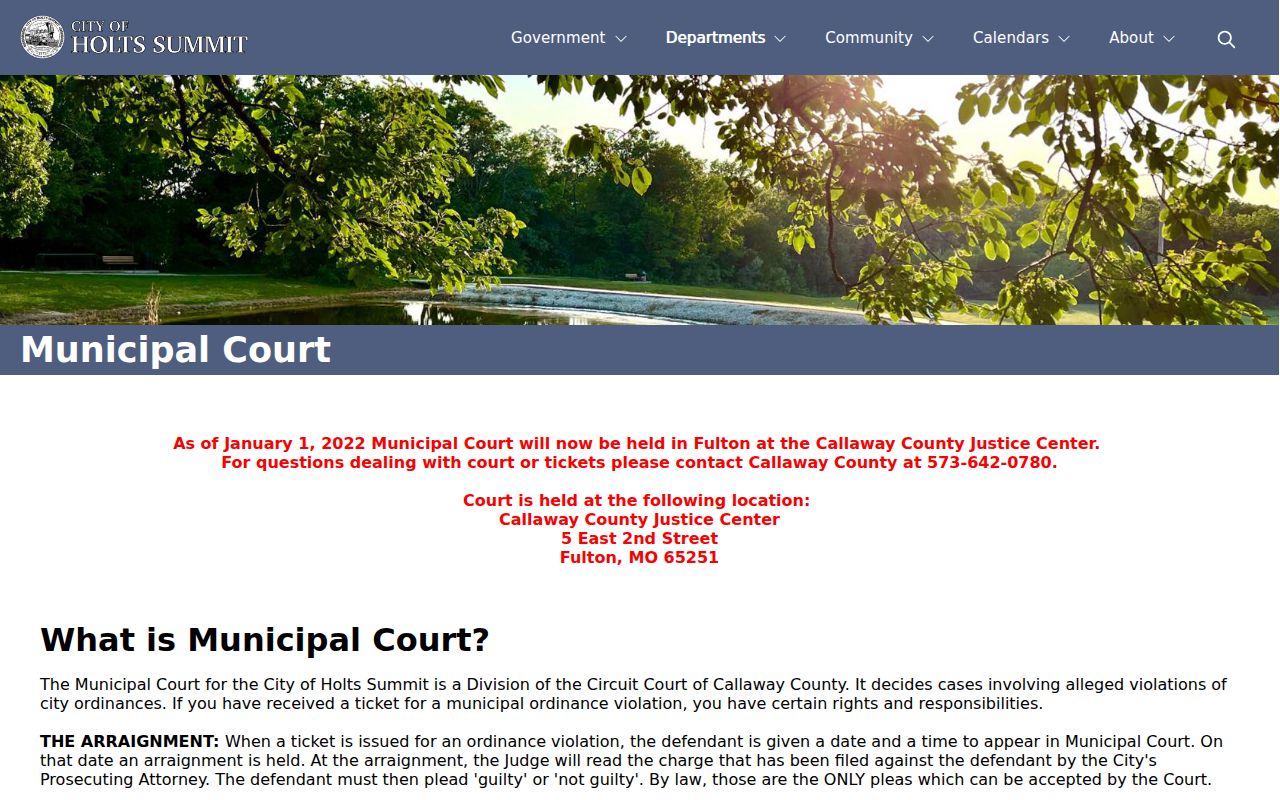 Official Holts Summit court payment and warrant instructions